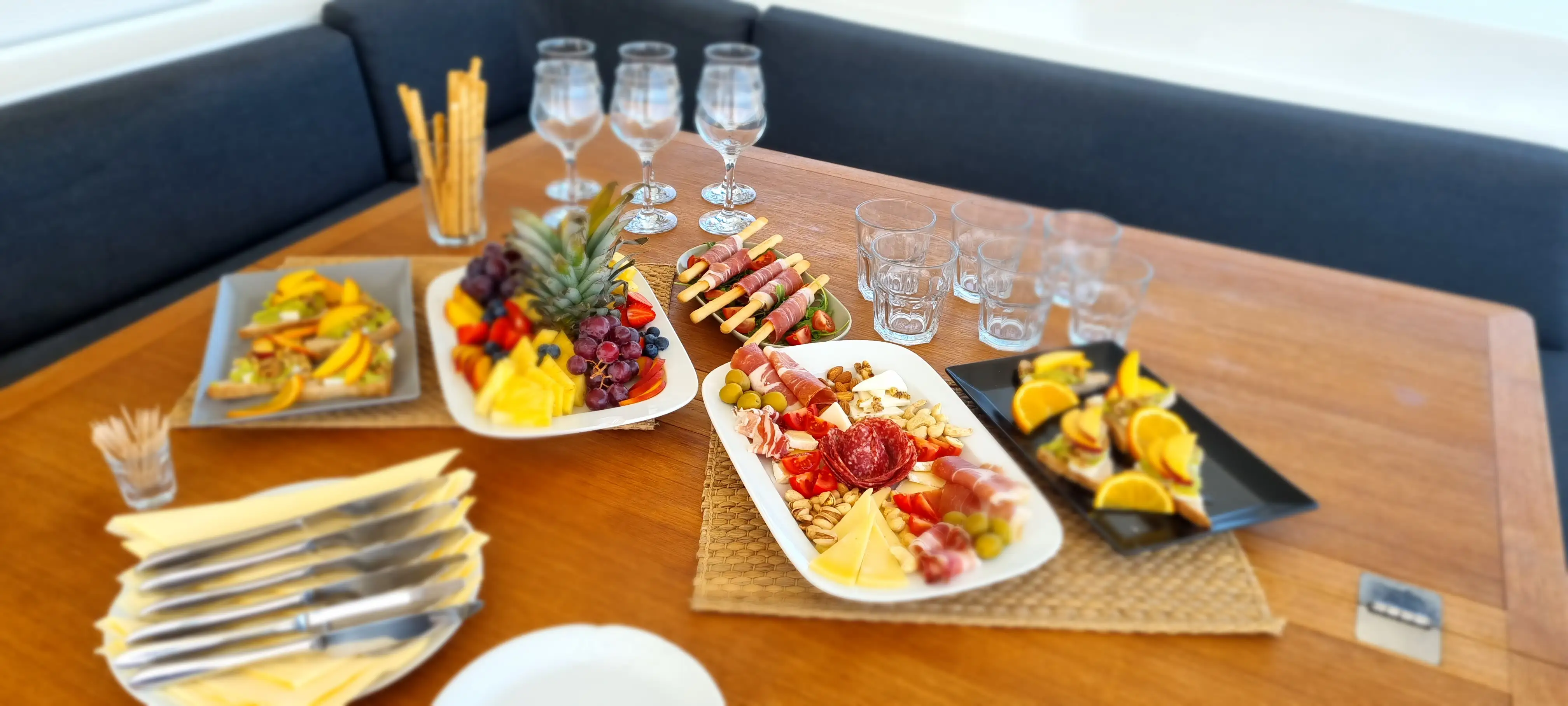 Food served on the boat that is light and perfect for hot summer temperatures