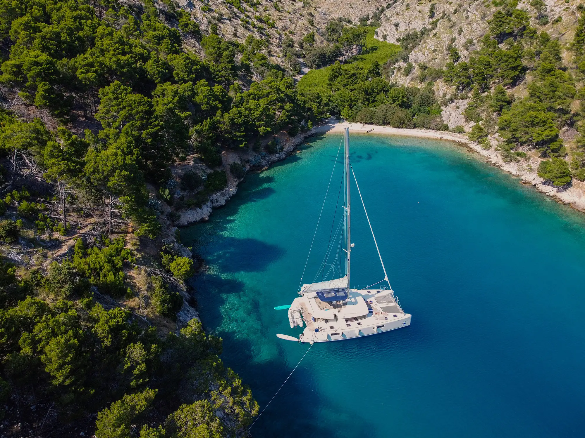 Catamaran top side view