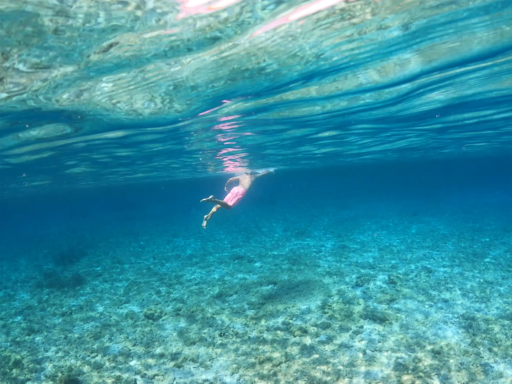 Man swimming, underwater picture