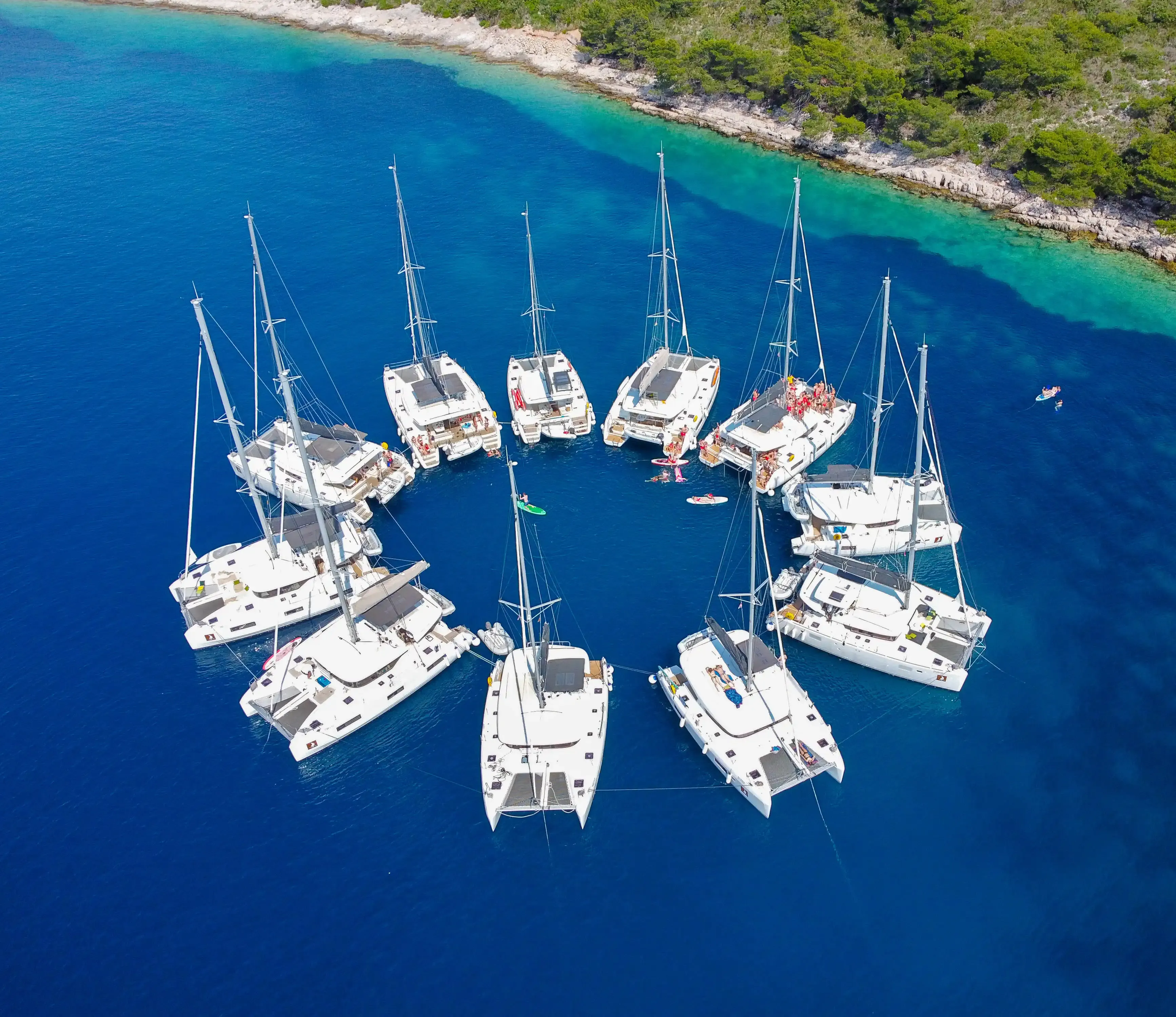 Catamaran fleet, private secluded yacht party