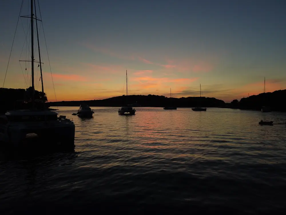 Yachts and Catamarans in the Night