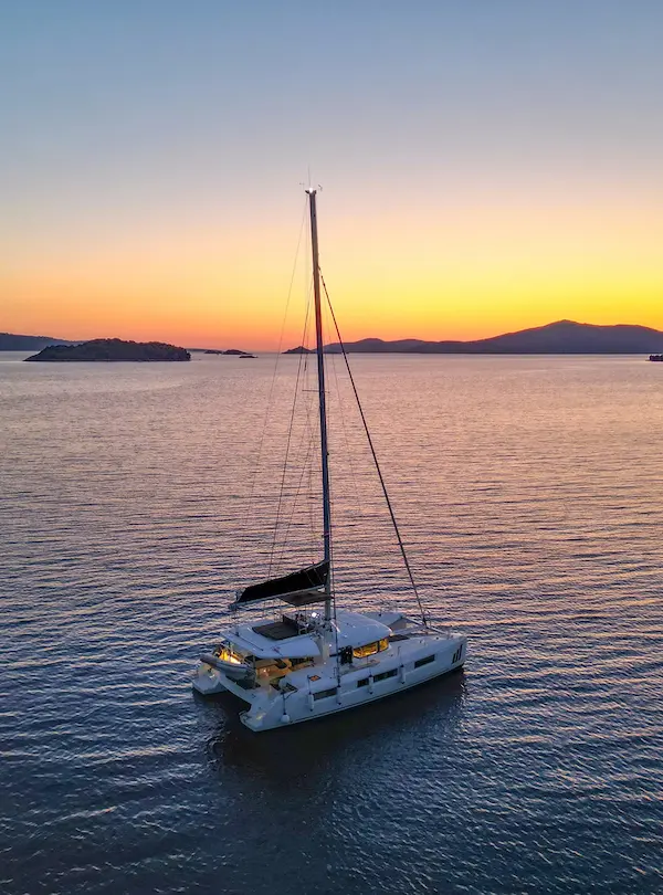 Catamaran sailing to the islands