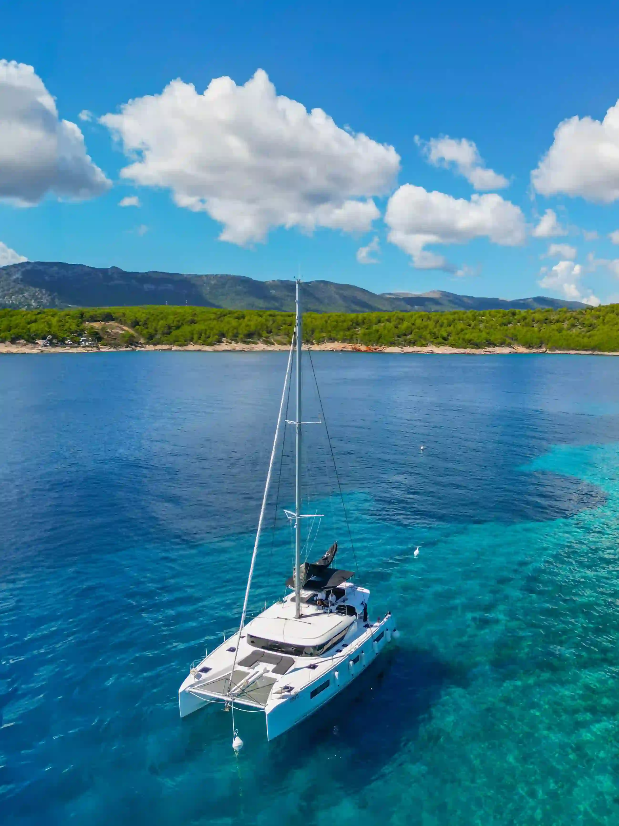 Catamaran Sailing Near Croatian Island