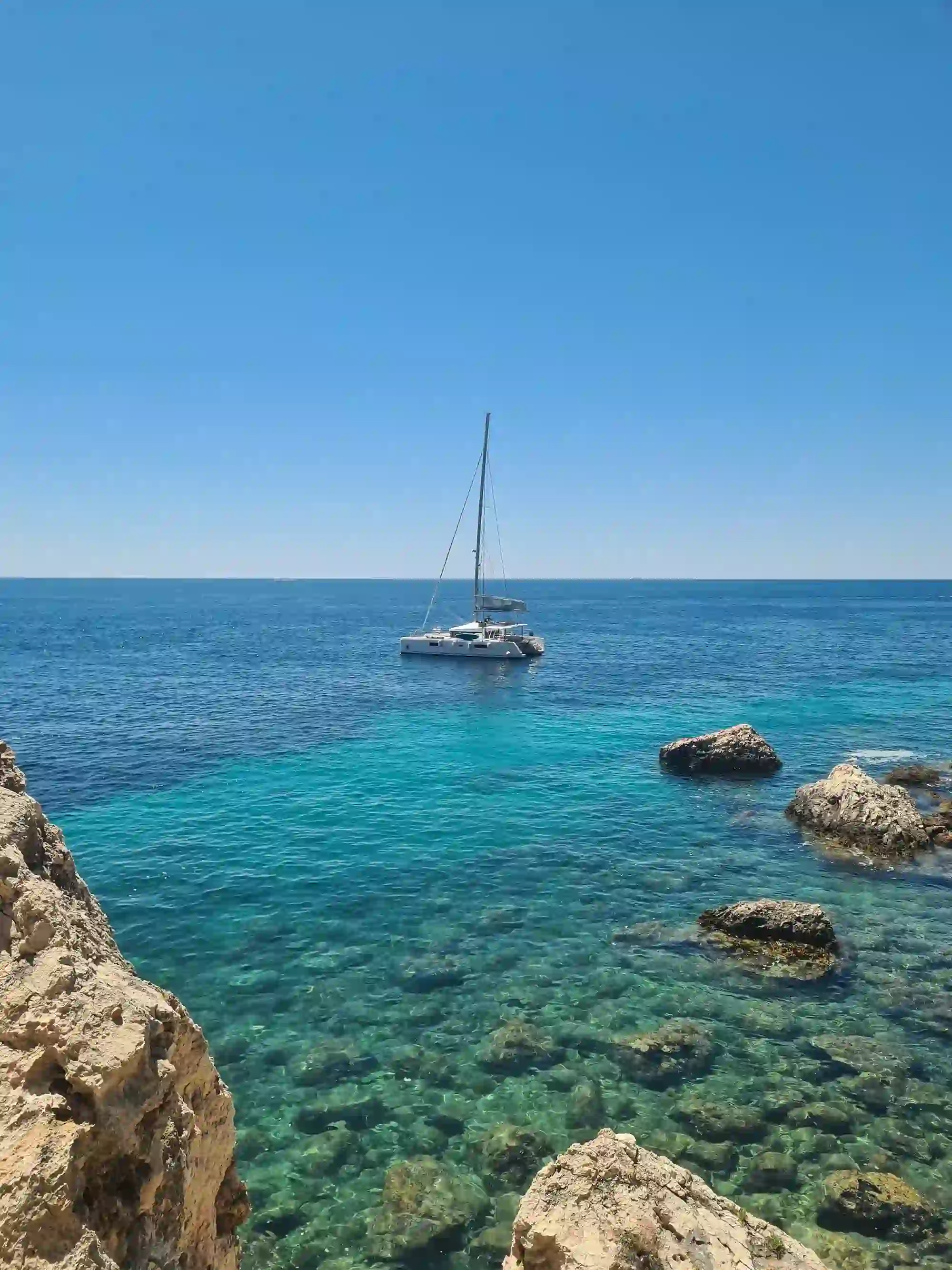 Catamaran on the horizon