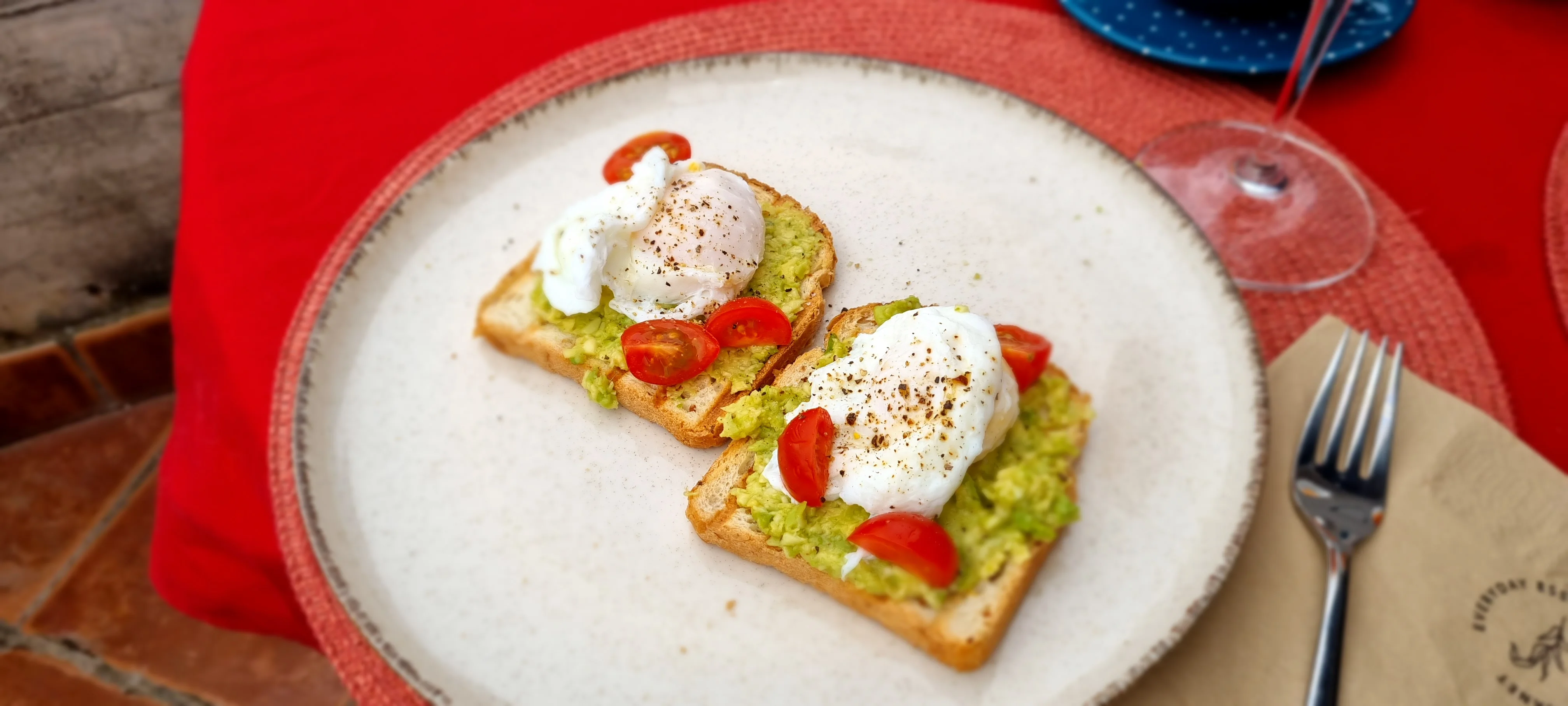 Toast with cherries and avocado