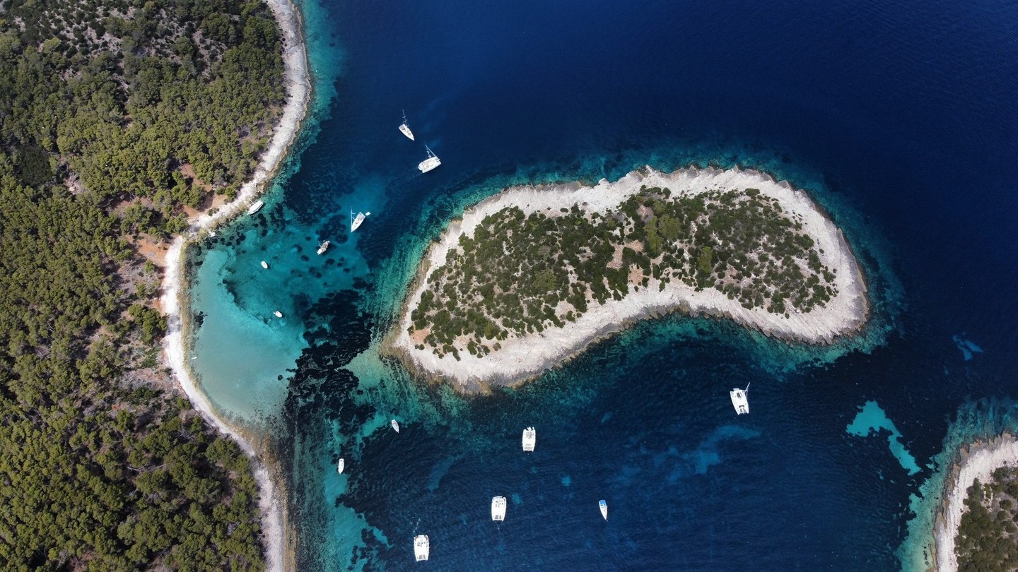 Beautiful island in Dalmatia with lots of luxury yachts near by