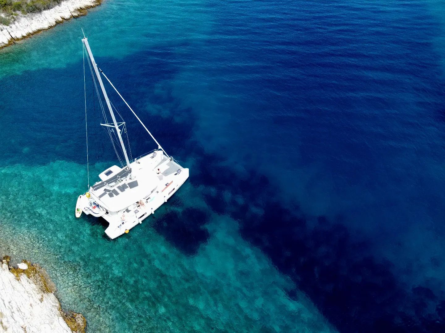 Docked catamaran in the Adriatic Sea