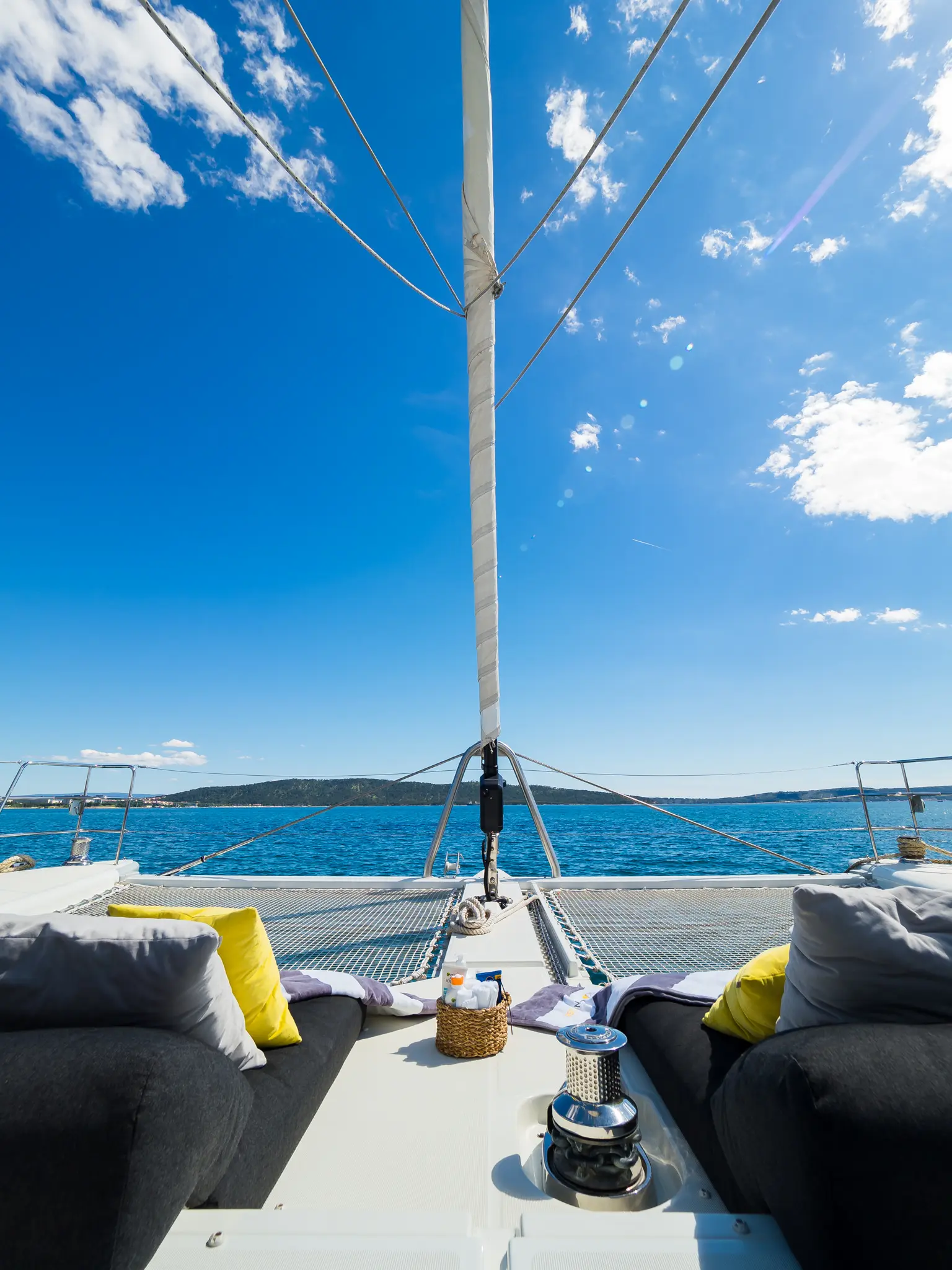 Captain sailing on the luxury yacht