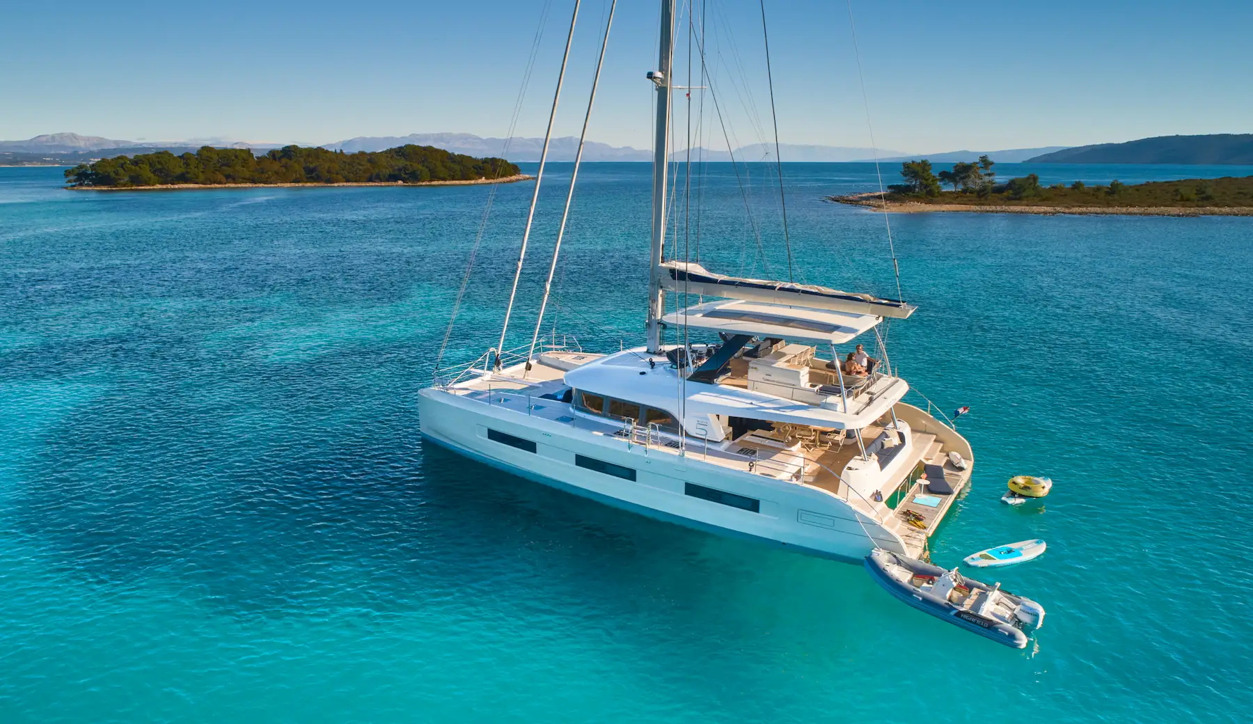 Luxury yacht bird view