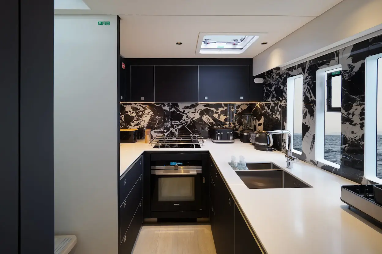 Yacht's luxurious cabin bathroom