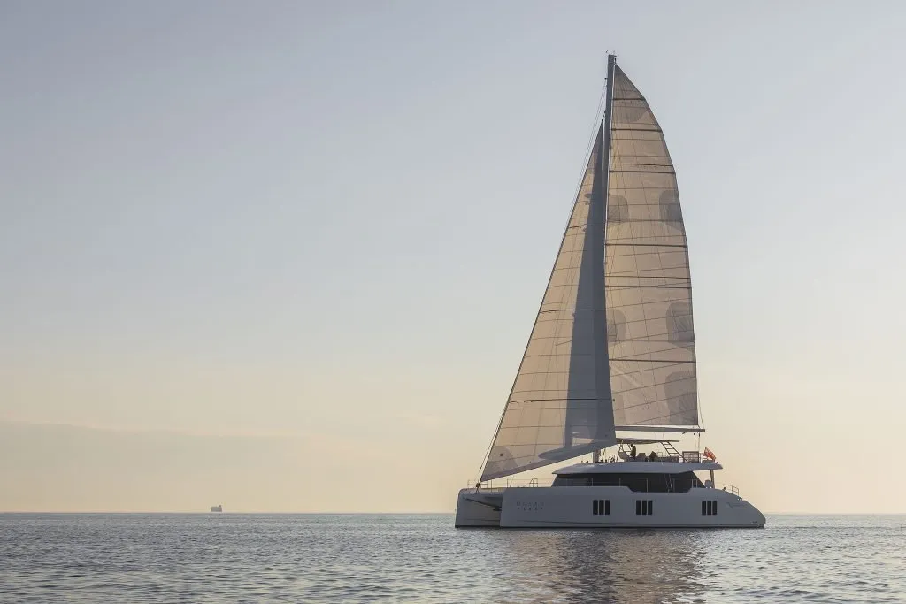 Luxury yacht bird view