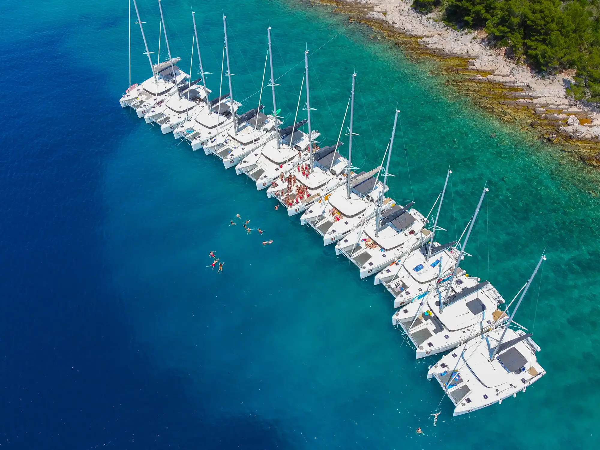 Charter, fleet, flotilla, catamarans, party, team building